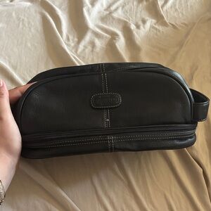 Fossil Toiletry Shaving Travel Bag Case Black Men's Zipper Top